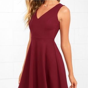 Lulu’s Hello World Wine Red Midi Dress, worn once